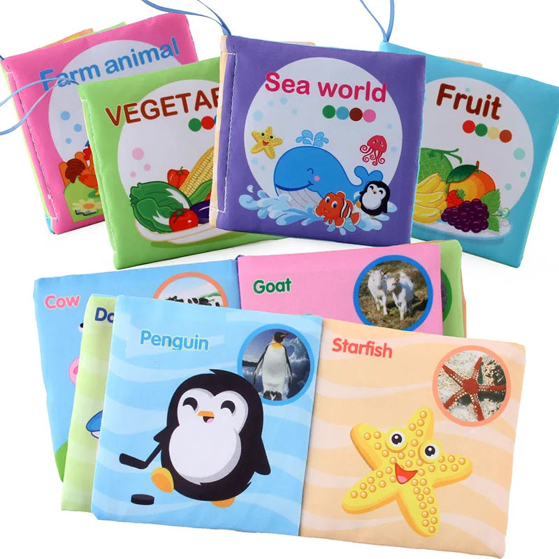 Livre en tissu doux pour bébé, Montessori animal 3D, jouet sensoriel pour nouveau-nés de 0 à 12 mois