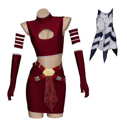 Ahsoka Red Cosplay Costume with Hat for Adult Women, Plus Size