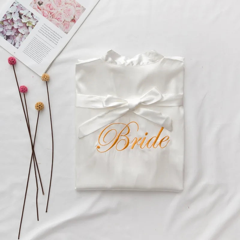 Women’s Summer Lace Kimono Robe – Bride & Bridesmaid Wedding Sleepwear Embroidered Bathrobe Night Dress