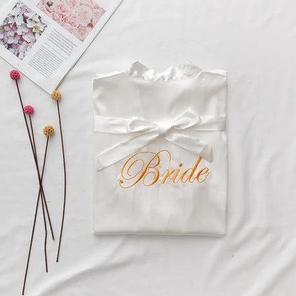 Women’s Summer Lace Kimono Robe – Bride & Bridesmaid Wedding Sleepwear Embroidered Bathrobe Night Dress