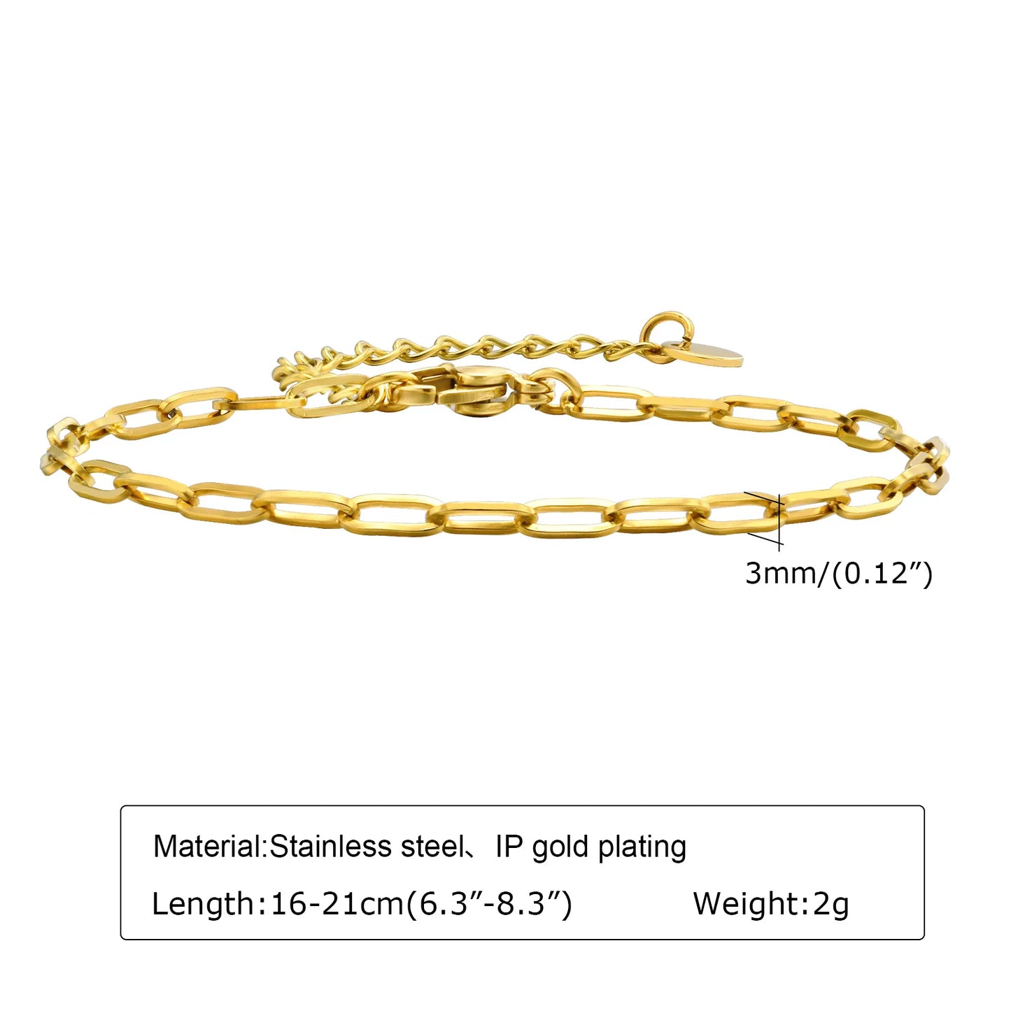 Waterproof Stainless Steel Chain Bracelet – Gold Plated Stackable Link Bracelet for Women | Trendy Fashion Jewelry Gift
