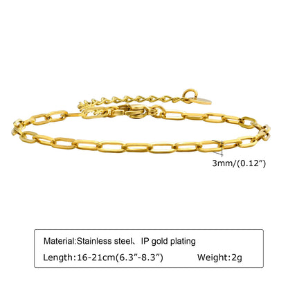 Waterproof Stainless Steel Chain Bracelet – Gold Plated Stackable Link Bracelet for Women | Trendy Fashion Jewelry Gift