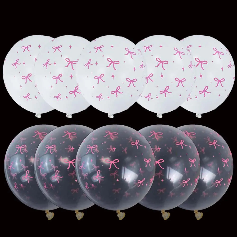 Kit de Fête d'Anniversaire Rose – Thème Princesse Bannière, Ballons Nœud, Pailles, Assiettes en Papier Jetables, Serviettes et Gobelets Vaisselle Décorations pour Fêtes d'Anniversaire de Filles