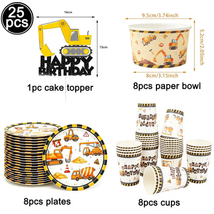 Construction Truck Birthday Party Tablecloth – Excavator & Engineering-Themed Table Runner for Boys' Construction Party Decorations