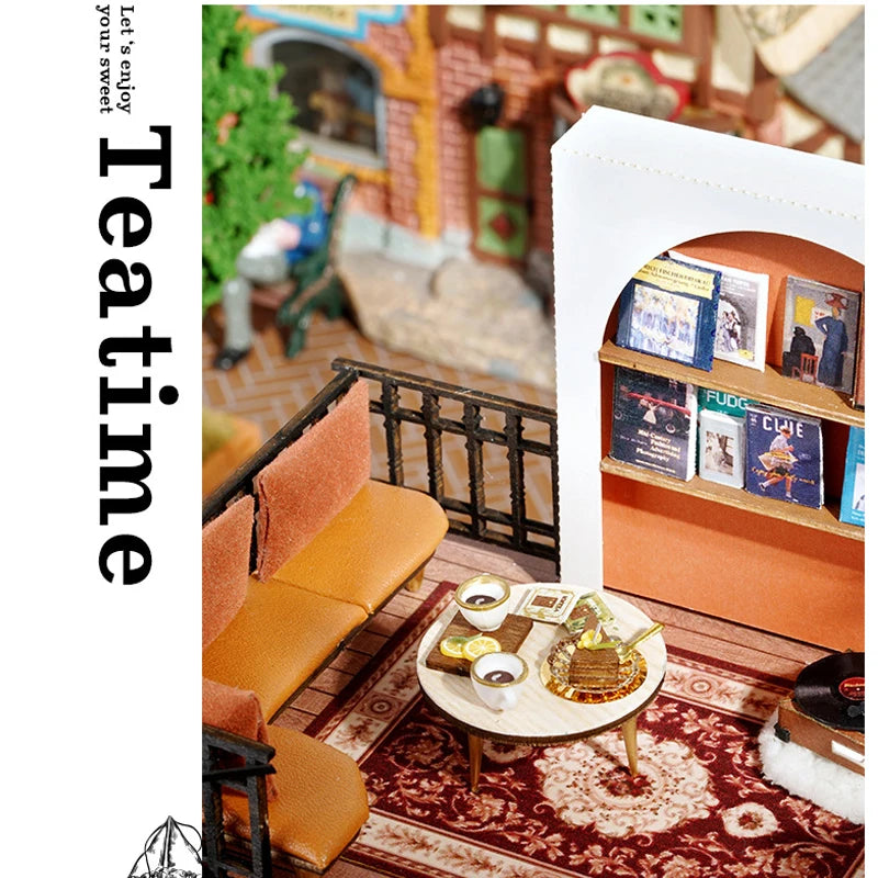 Wooden Dollhouse 3D Puzzle Kit – DIY Miniature Room Model with Furniture & LED Lights Home Decoration