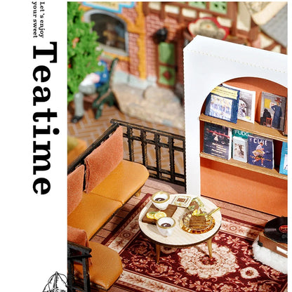 Wooden Dollhouse 3D Puzzle Kit – DIY Miniature Room Model with Furniture & LED Lights Home Decoration