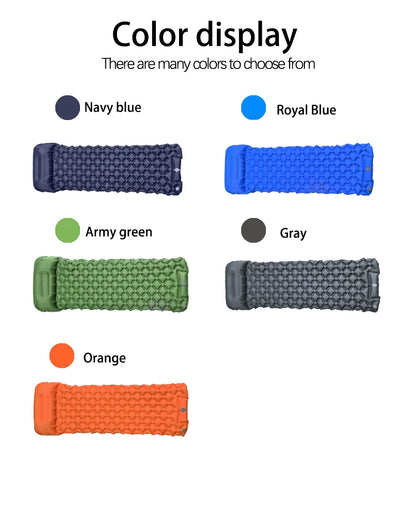 Matelas de camping gonflable d'extérieur – Tapis de couchage gonflable ultraléger avec pompe et oreiller intégrés pour la randonnée, le camping, les voyages et les aventures en plein air