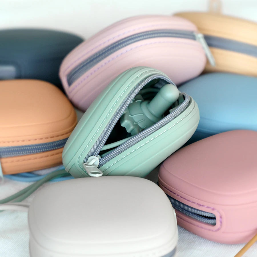 Étui portable pour sucette de bébé – Boîte de rangement en silicone de qualité alimentaire avec fermeture éclair pour voyage et accessoires pour bébé