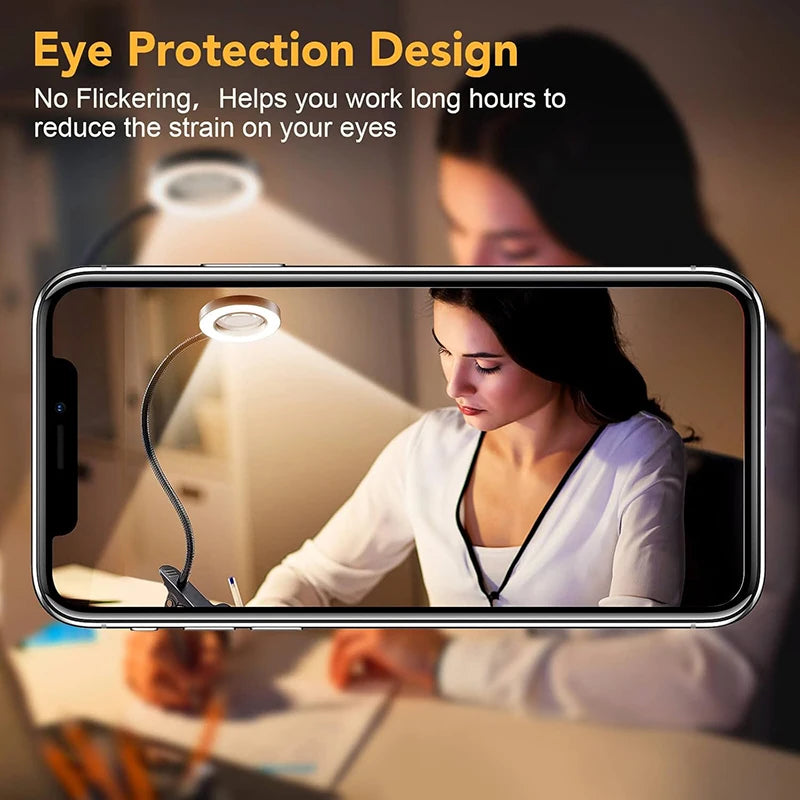 10X LED Magnifying Desk Lamp – 3 Color Light Modes Clamp Magnifier with Flexible Gooseneck for Reading & Nail Art