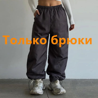 Women’s Winter Printed Coat & Pants 2-Piece Set – Warm Stand Neck Hooded Cotton Jacket with High-Waisted Pants, Chic Casual Outfit