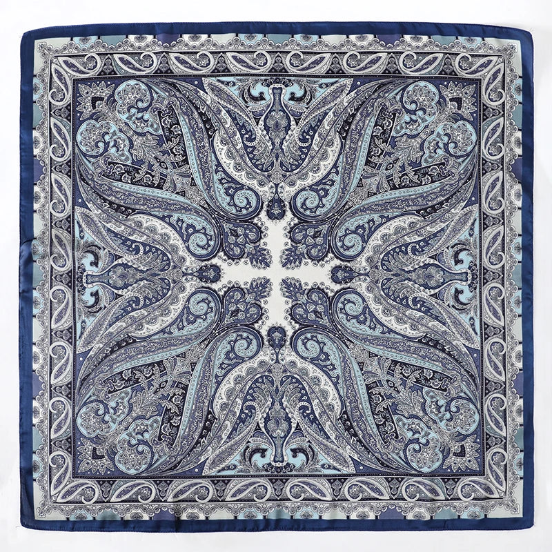 Bohemian Style Print Luxury Brand Silk Square Scarf Women Satin Shawls Neckerchief Wrap Scarves Bandana Hair Hjiab Floral