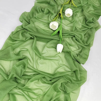 Camino de mesa de gasa - Decoración de arco de boda de tela de seda transparente | Decoración de mesa bohemia para cumpleaños y eventos
