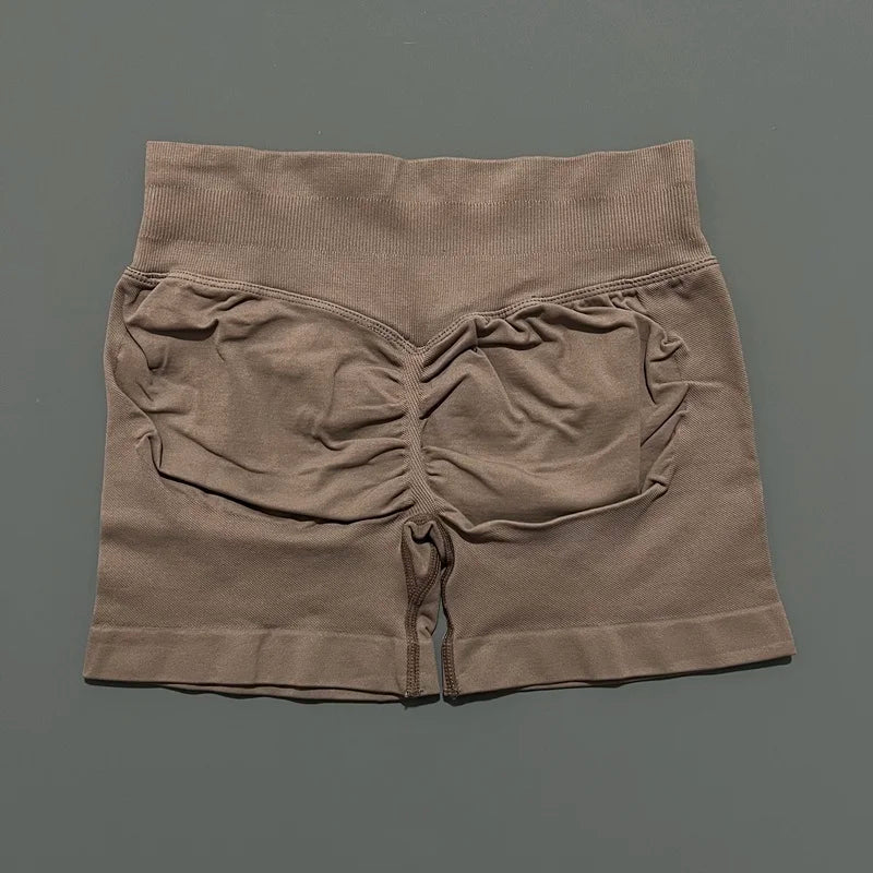 Pantalones cortos de gimnasio sin costuras con efecto Scrunch Butt para mujer – Pantalones cortos de yoga de cintura alta para correr, entrenar, fitness y ropa deportiva