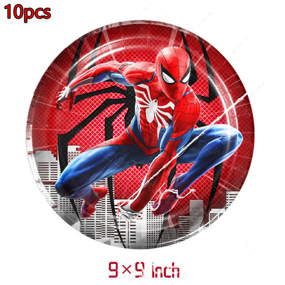 Red Superhero Spider Theme Party Supplies – Disposable Cups & Plates, Paper Tablecloth & Festive Decorations for Kids' Birthdays & Baby Showers
