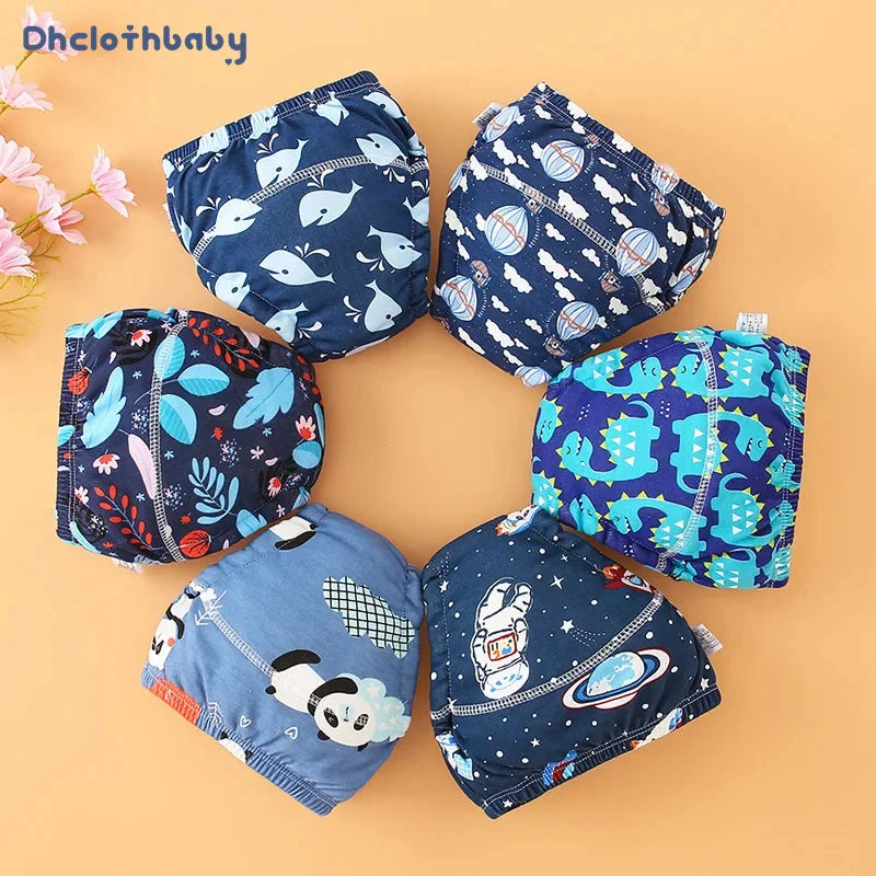 Culottes d'apprentissage de la propreté imperméables réutilisables (lot de 4) – Sous-vêtements d'entraînement en coton doux pour bébés garçons et filles avec protection anti-fuites