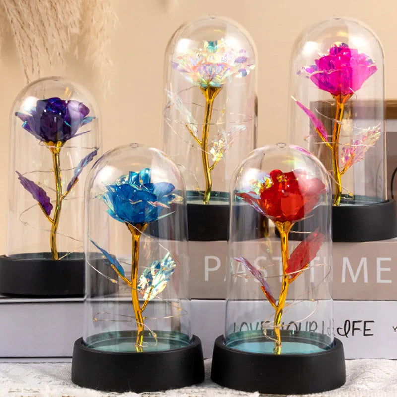 Eternal Rose LED Light in Glass Dome – Romantic Valentine’s Day Gift for Girlfriend | Forever Flower Decoration for Wedding, Mother’s Day & Bridesmaid Gifts