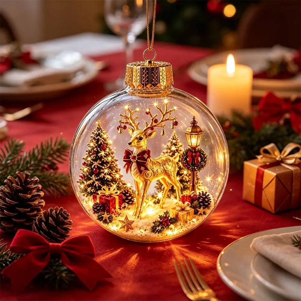 2026 Luminous Christmas Story Crystal Ball – Santa Claus, Snowman & Elk DIY Decoration with Gold Powder for Xmas Home & Party Decor