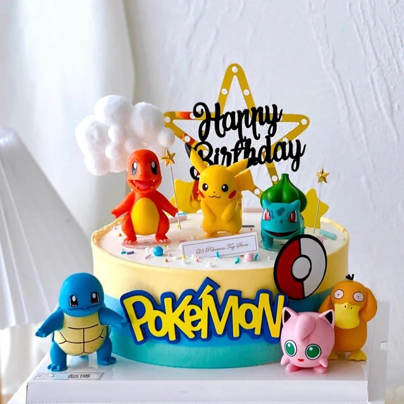 13pcs Pokémon Cake Topper Set – Pikachu Anime Figure Birthday Cake Decorations for Kids Party Supplies & Boy Gifts
