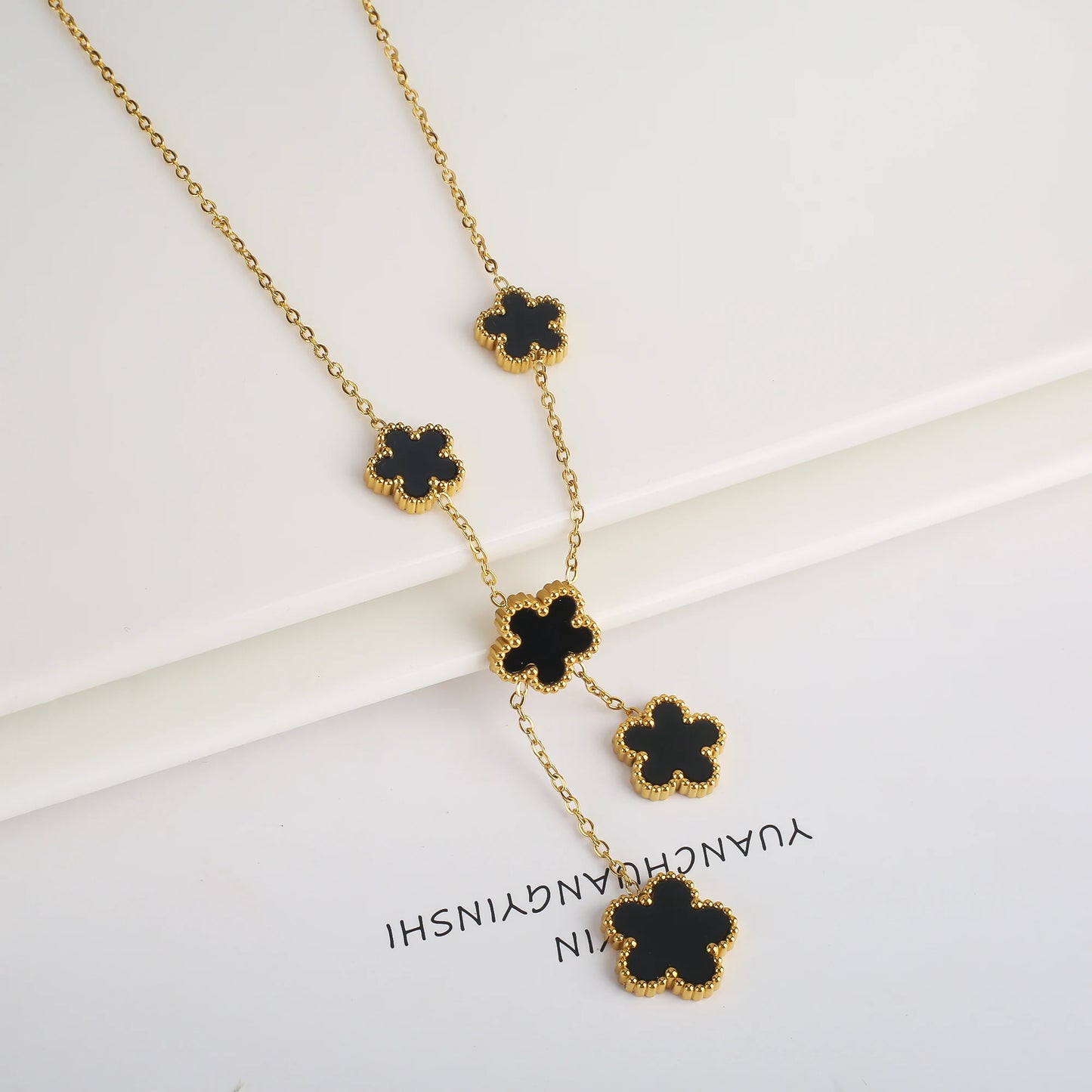 Stainless Steel Five Leaf Flower Clover Bracelet for Women Girls Adjustable Laser Petal Classic Brand Jewelry Gift