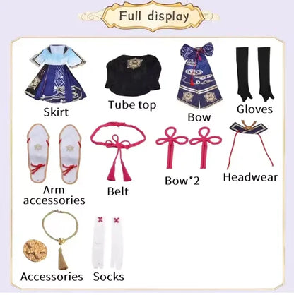 Kamisato Ayaka Cosplay Costume – Genshin Impact Dress with Wig (Women’s Full Fan Set)