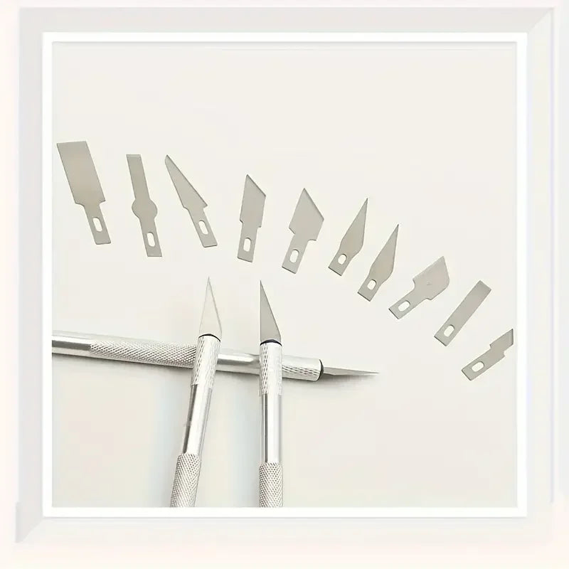 13PCS Aluminum Alloy Precision Craft Knife Set – Hobby Carving Tools for Paper Cutting, Handcrafts, Model Making & DIY Projects