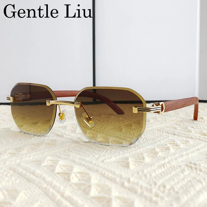 Vintage Square Rimless Sunglasses for Men – Frameless Punk Eyewear with UV400 Lenses, Trendy 2026 Fashion Glasses