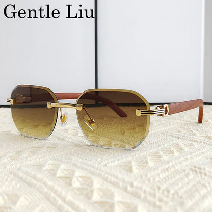 Vintage Square Rimless Sunglasses for Men – Frameless Punk Eyewear with UV400 Lenses, Trendy 2026 Fashion Glasses