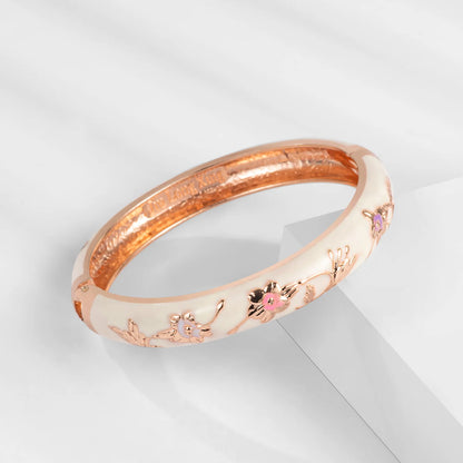 Women’s Double Enamel Cloisonne Bangle Set Indian Dubai Style Trendy Metal Bracelet Jewelry Accessories
