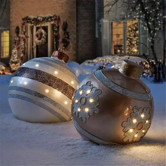 60CM Outdoor Christmas Inflatable Ball – Giant PVC Decorative Ball Ornament for Xmas Tree, Holiday Home & Outdoor Decorations, No Light