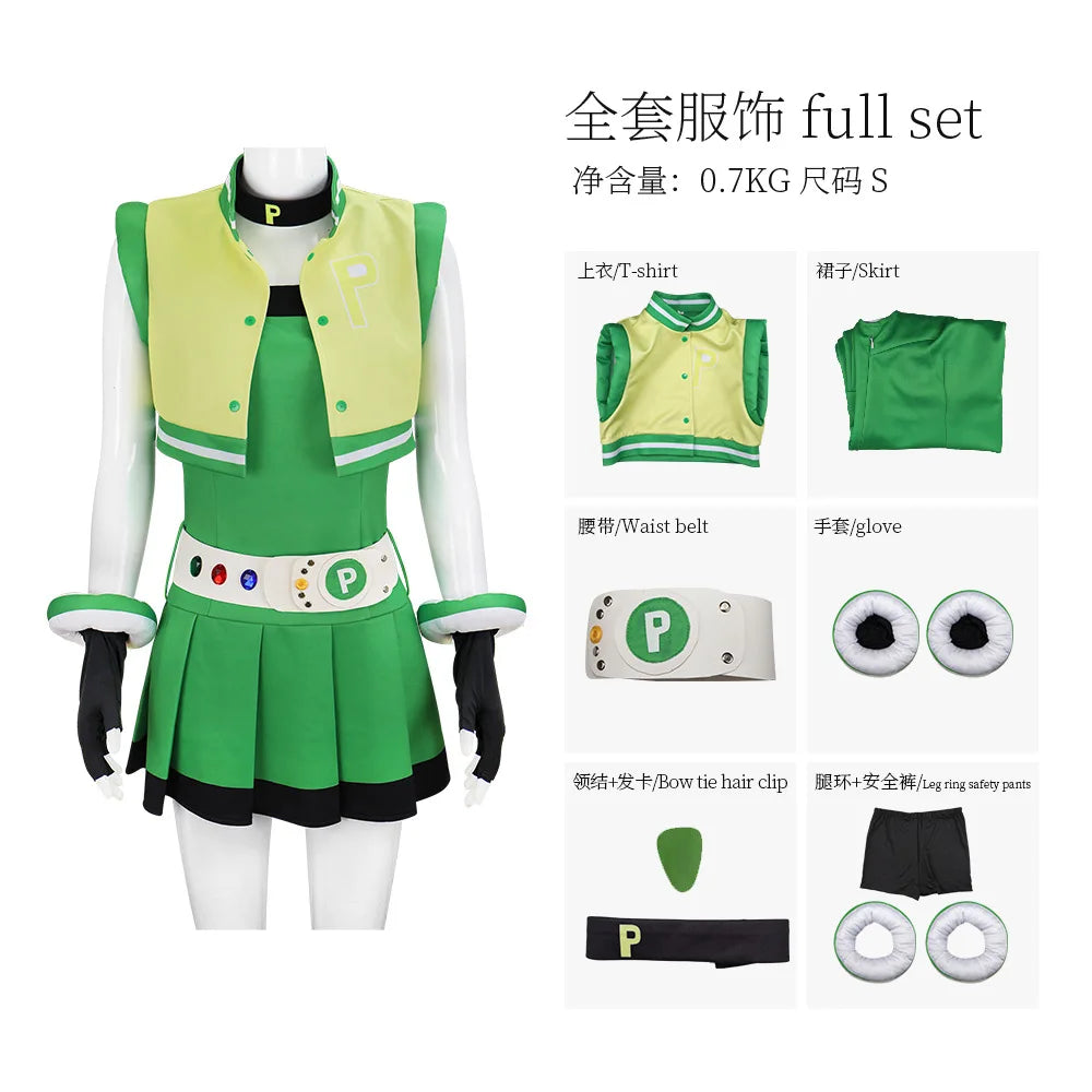 Powerpuff Girls Cosplay Costume – Full Set Blossom / Buttercup / Bubbles Halloween Dress with Belt
