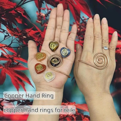 Adjustable Copper Palm Ring – Handmade Spiral Finger Cuff Ring for Meditation, Energy Healing & Boho Fashion Jewelry Accessory