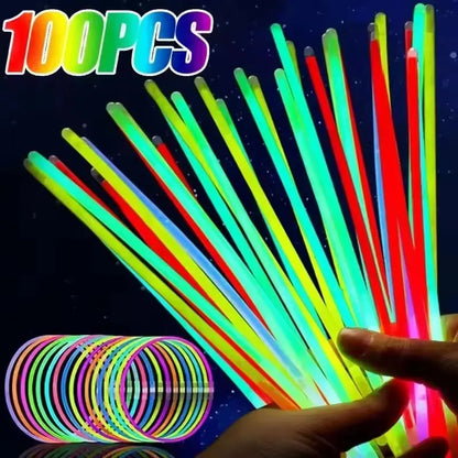 Barras luminosas fluorescentes – Pulseras luminosas multicolores flexibles de 50/100 unidades, barras de luz brillantes para eventos, celebraciones, cumpleaños, bodas y artículos para fiestas nocturnas
