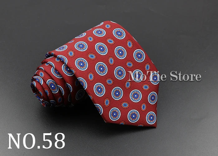 Men's 7.5cm Soft Silk Necktie – Floral & Dot Pattern Tie for Weddings, Business, Parties & Formal Wear