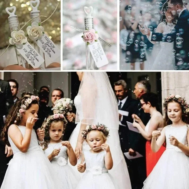 10/100PCS Heart Shape Bubble Soap Bottles – Mini Bubble Wands Wedding Favors for Guests | Birthday Party Decorations & Kids Toys