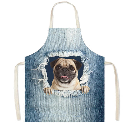 Funny Cowboy Cat & Dog Apron – Cute Pinafore Cooking & Kitchen Apron for Women, Chef, Waiter & Household Cleaning