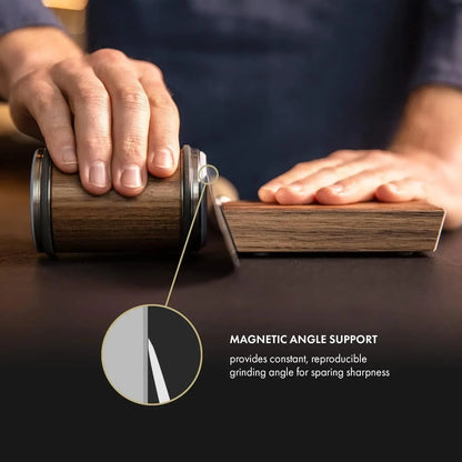 Juego de afilador de cuchillos con rodillo – Piedra de afilar magnética de diamante con guía angular de 15° y 20° para cuchillos de cocina