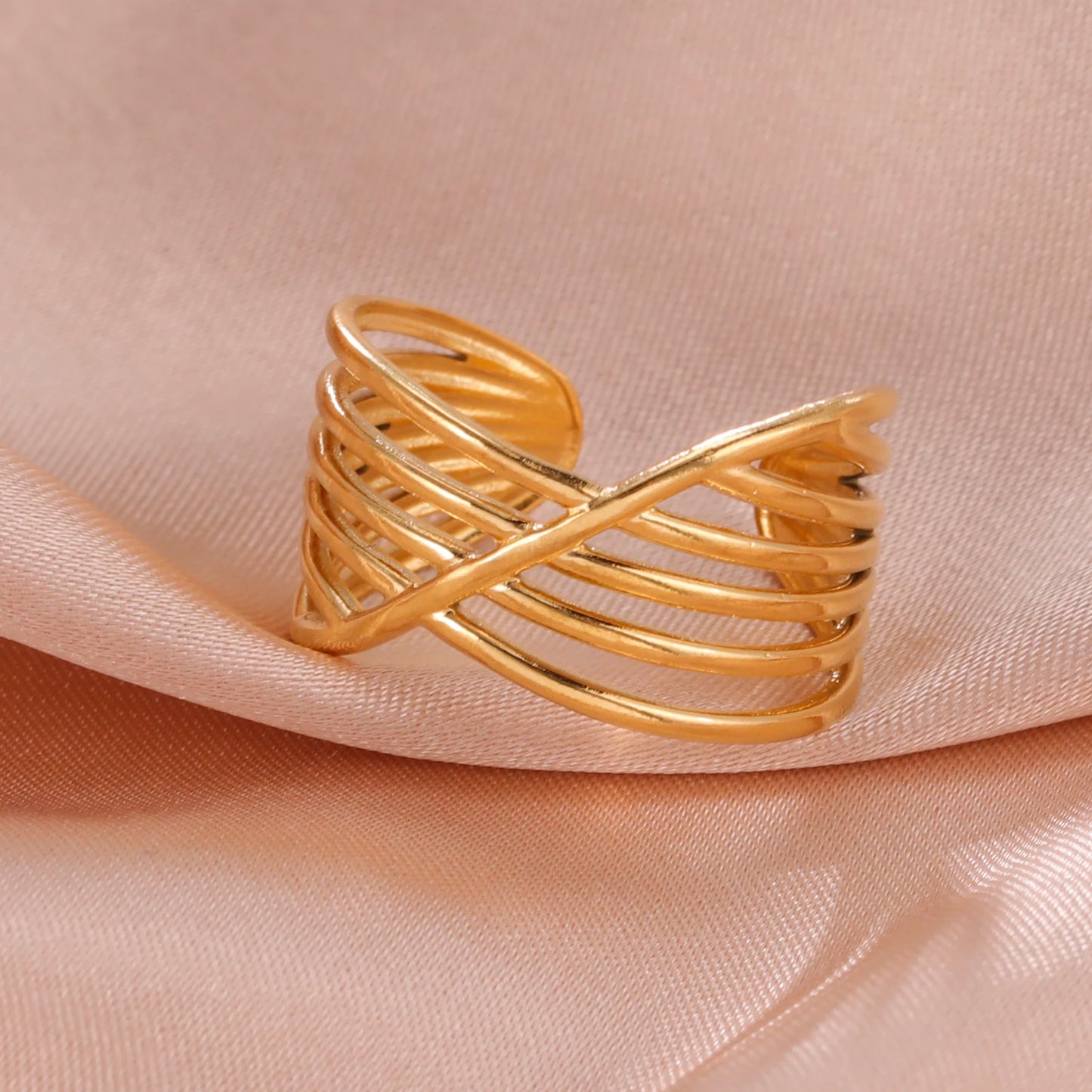 Bague Skyrim en acier inoxydable cœur géométrique pour femme, réglable, ouverte, pour fête, esthétique
