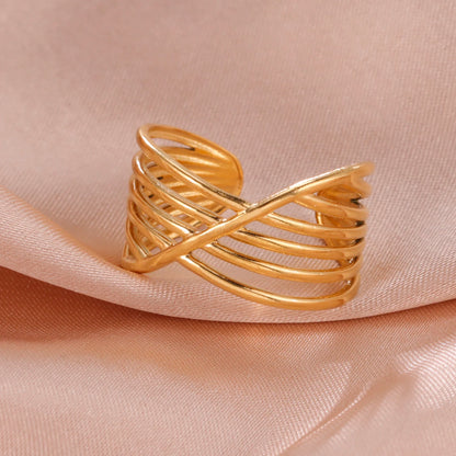 Bague Skyrim en acier inoxydable cœur géométrique pour femme, réglable, ouverte, pour fête, esthétique