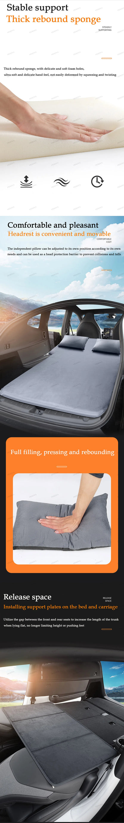 Matelas pneumatique gonflable pour Tesla Model 3 et Model Y (2017–2026) – Lit de voyage en daim pour le camping, les road trips et les aventures en plein air