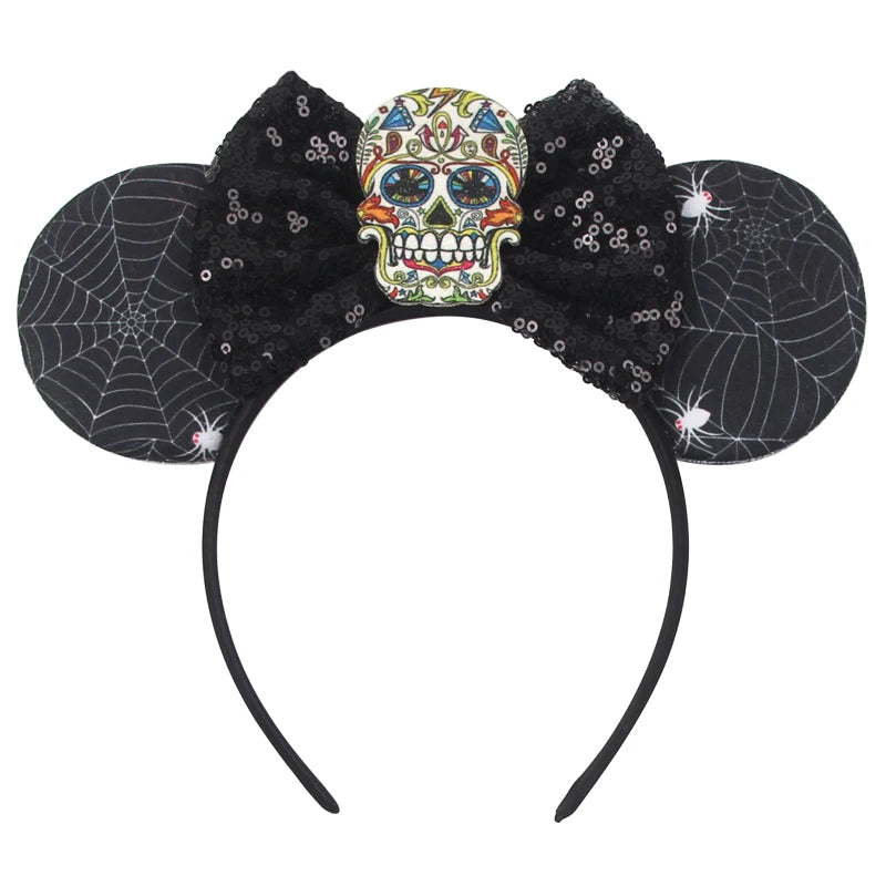 Diadema de orejas de Mickey Mouse de Lilo & Stitch – Lazo de lentejuelas de 5" Accesorio para el cabello de dibujos animados para mujeres y niñas | Diadema para fiestas y festivales