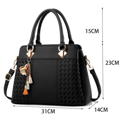 Gusure Luxury Women's Embroidered Tote Bag Large Capacity Shoulder Crossbody Handbag with Tassel