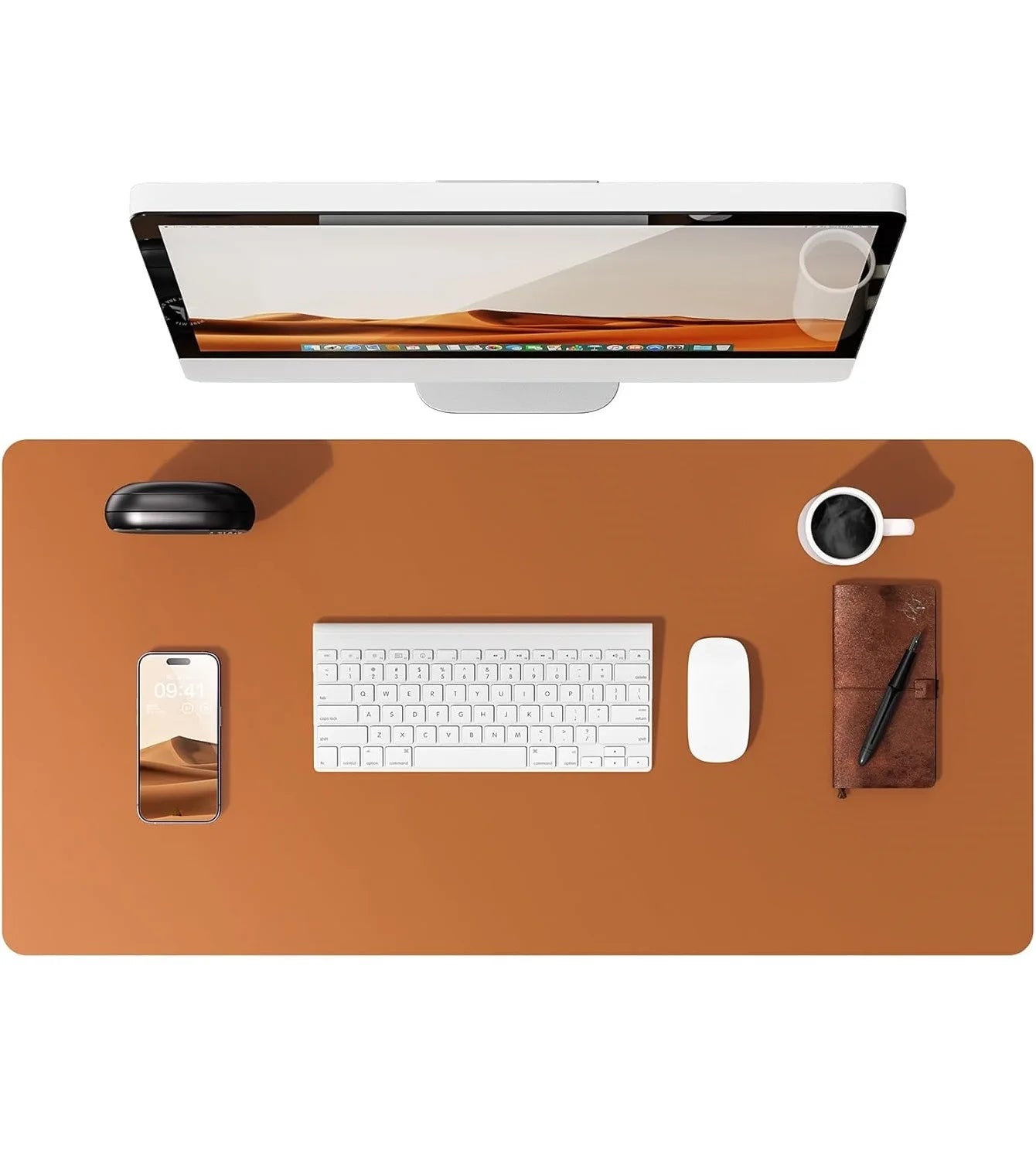 Alfombrilla de escritorio grande de cuero PU - Mouse Pad antideslizante y protector de escritorio para laptop, teclado, oficina y juegos