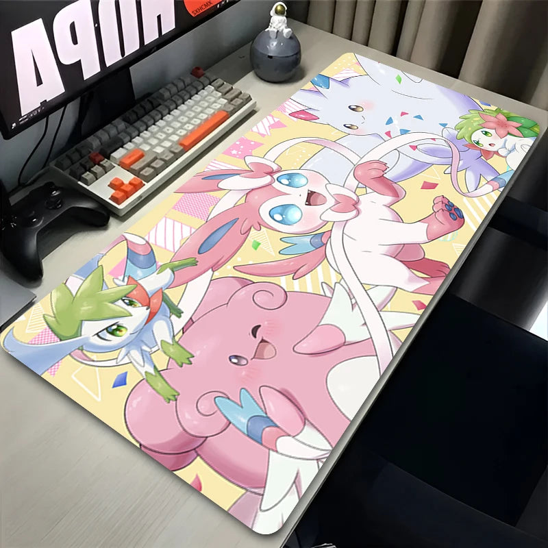 Grand tapis de souris de jeu XXL inspiré de Nymphali | Tapis de bureau mignon rose Kawaii pour clavier et souris
