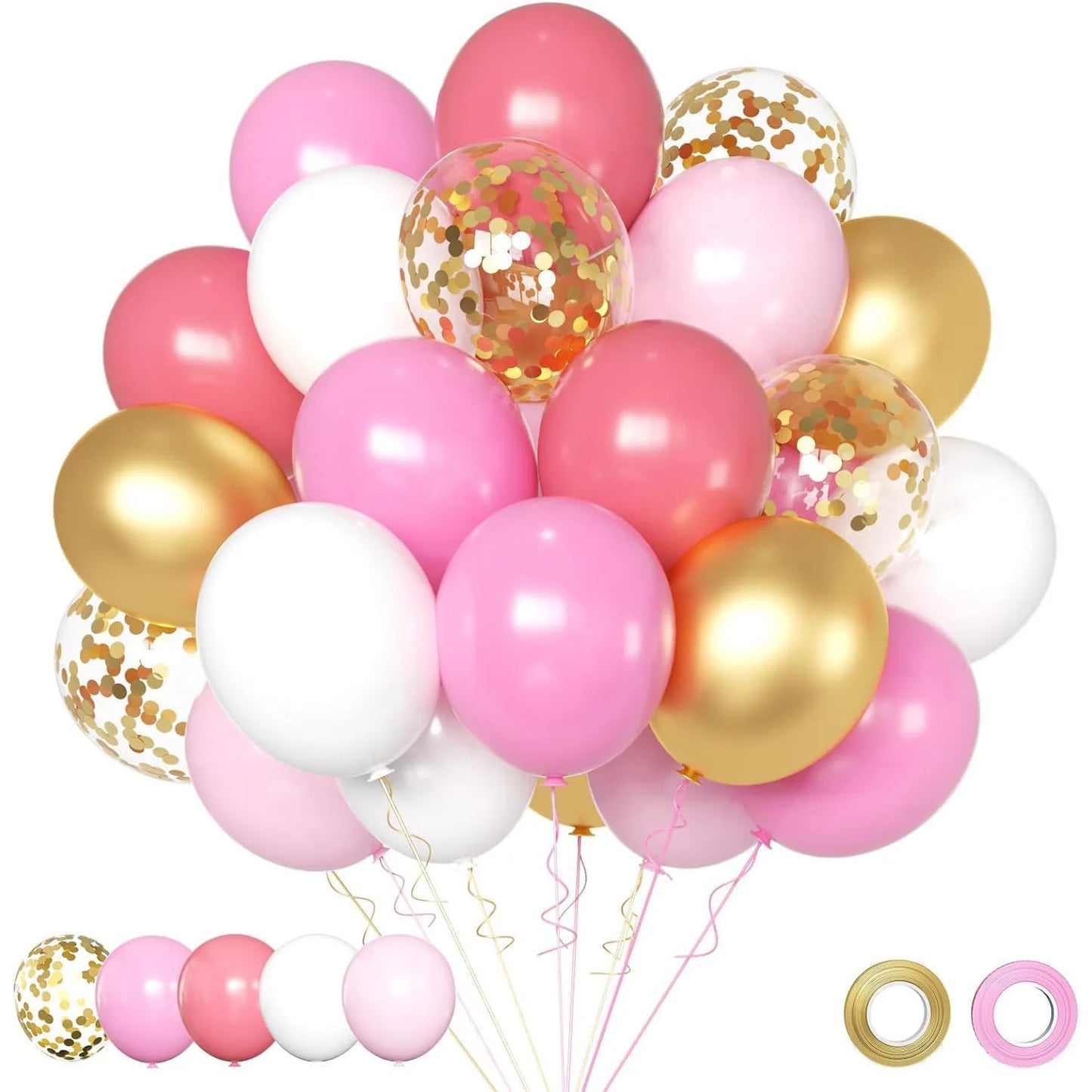 30 Globos de Látex Cromados – Globos de Helio Metálicos Blancos, Rosas y Azules para Decoración de Bodas, Cumpleaños, Baby Showers y Fiestas