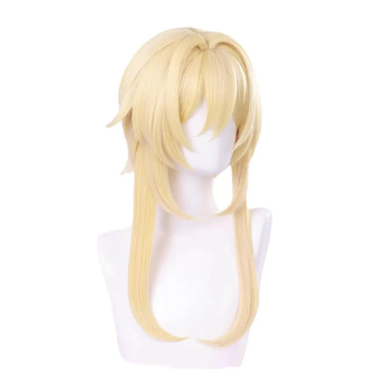 Perruque de cosplay Lumine de Genshin Impact | Perruque de cheveux synthétiques blond clair pour Halloween, fêtes et costumes d'anime