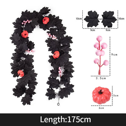 2M Artificial Maple Leaf Garland – Faux Fallen Leaves Autumn Rattan Decor for Thanksgiving, Halloween, Wedding, Christmas & Holiday Festivals