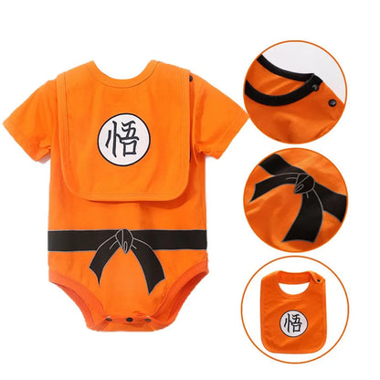 Anime-Inspired Baby Cosplay Romper – Vegeta, Krillin & Roshi Training Outfit for Newborns & Infants, Halloween Cartoon Costume Jumpsuit