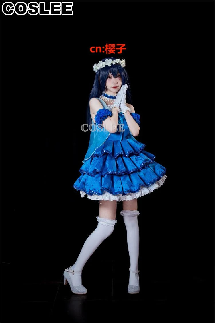 COSLEE LoveLive Aqours “The Dreaming Gate” Cosplay Costume – All Members Blue Singing Dress (Nozomi, Nico, Hanayo, Maki)