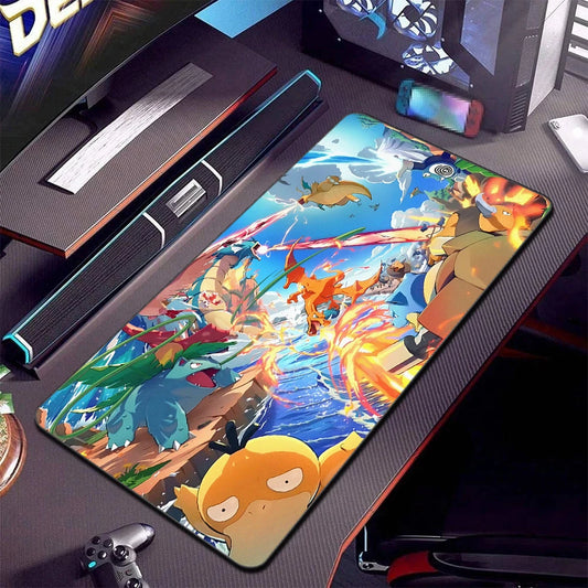 Alfombrilla de ratón XXL Pokémon Gaming – Alfombrilla de escritorio extendida con base de goma antideslizante para teclado de juegos, portátil y escritorio de ordenador