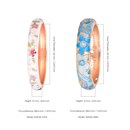 Women’s Double Enamel Cloisonne Bangle Set Indian Dubai Style Trendy Metal Bracelet Jewelry Accessories
